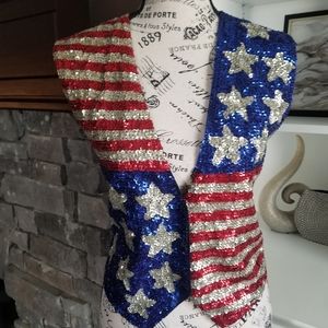 Vintage American Flag Sequin vest